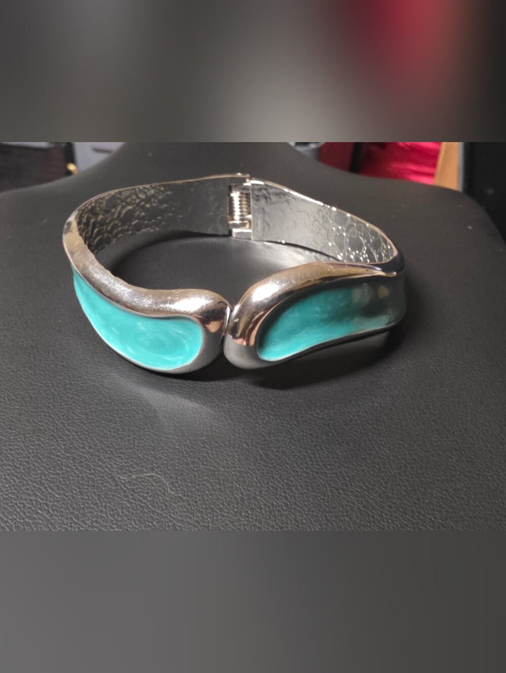 Silver-Tone Bracelet with Turquoise Inlay